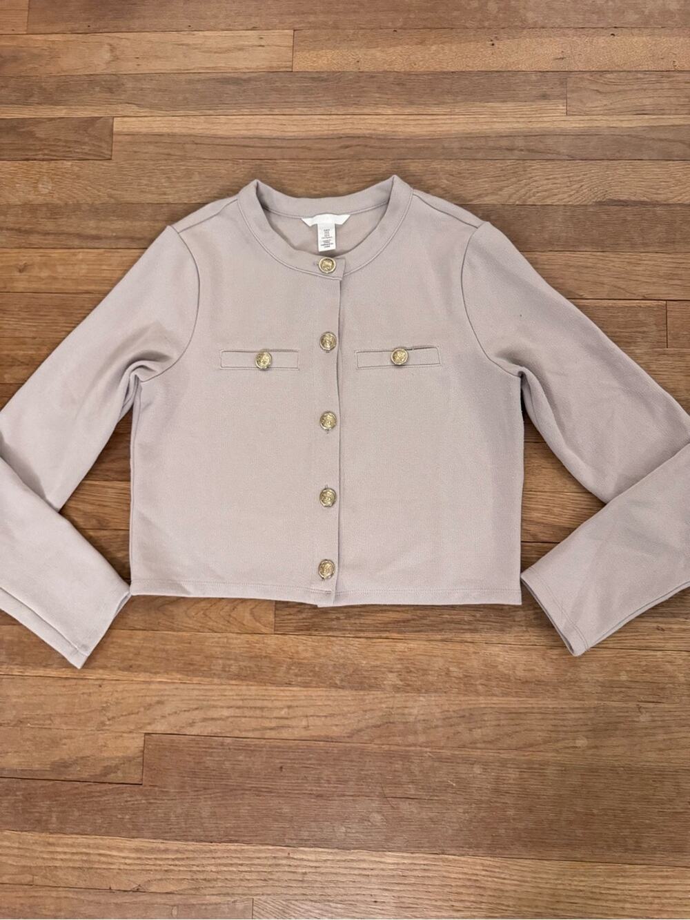 H&M Women's Beige Textured Knit Button Front Jacket Cardigan - Size M
b4